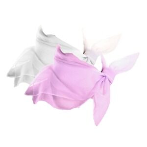 50s Style Sheer Chiffon Square Scarves Set w 1 White and 1 Lilac Scarf - Hey Viv